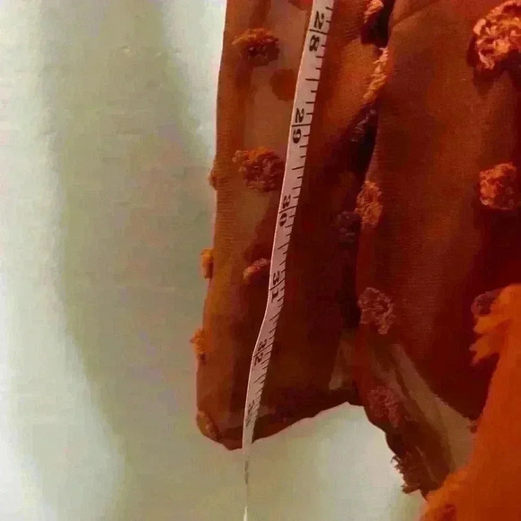 Kirundo Women's Dress Terracotta Pom Texture Sheer Flowy Short Sleeves Lined L - Picture 5 of 7